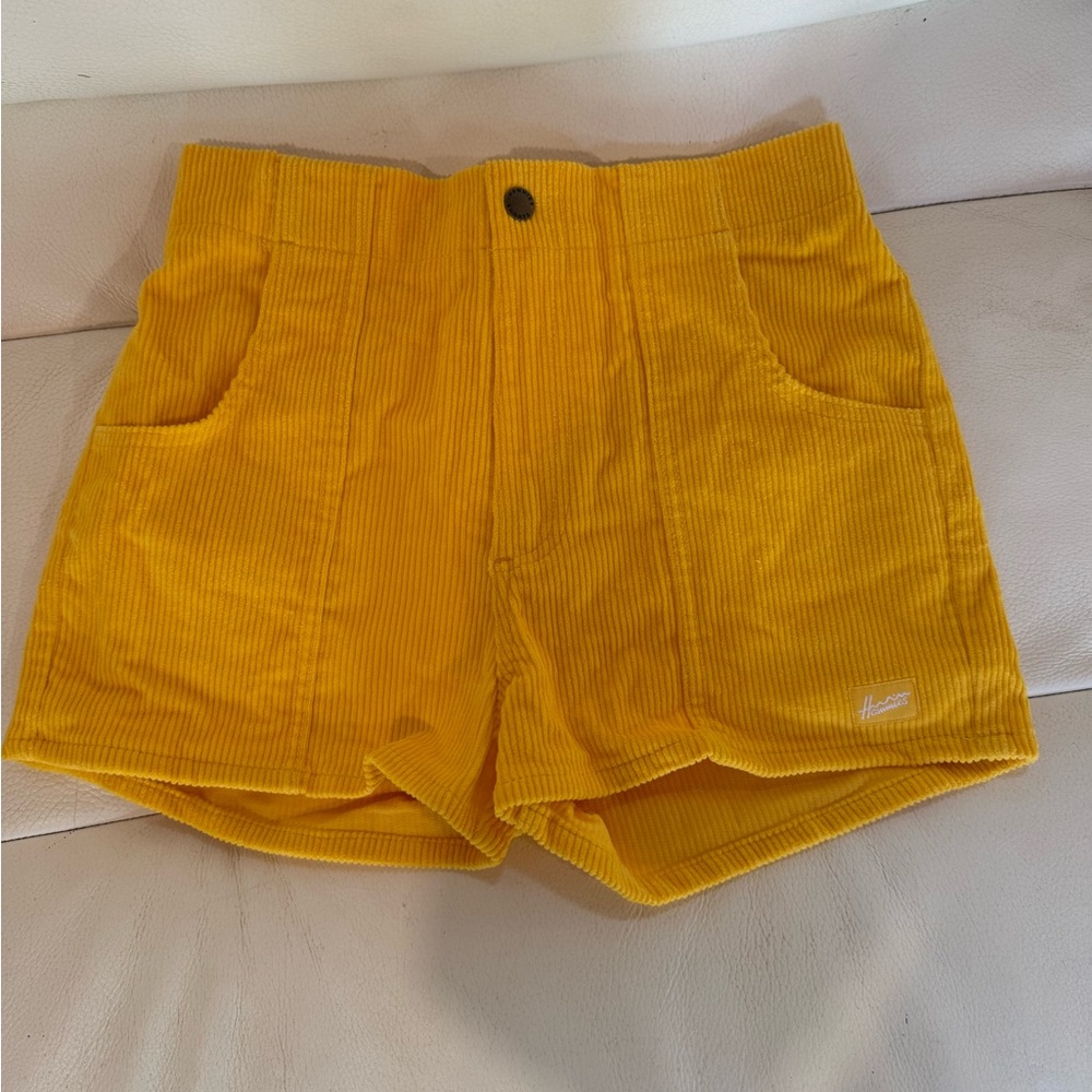High-Waist Corduroy Shorts in Mustard Yellow